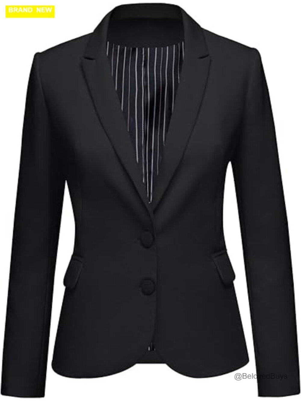 Women's Notched Lapel Blazer Jacket with Pockets for Work Office Suit